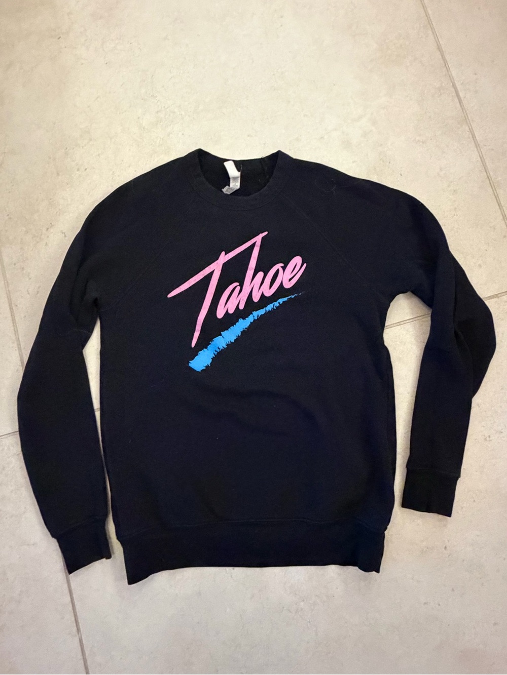 Tahoe Graphic Crewneck sweatshirt - Black with Pink & Blue Logo